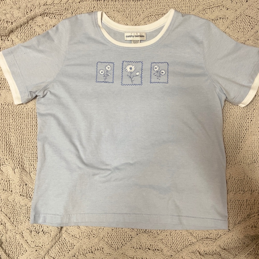 Vintage blue embroidered top